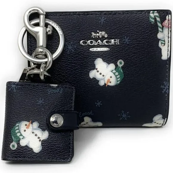 Coach Snowman Wallet & Photo frame Charm/Keychain Boxed Gift Set